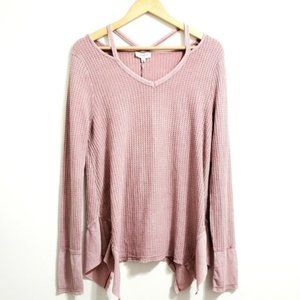 Umgee Pink V-Neck Sweater